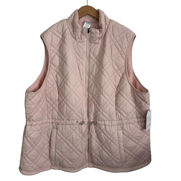 Time and Tru Reversible Sherpa Quilted Vest Pink Women's 2X NWT Warm Cozy - Picture 1 of 8